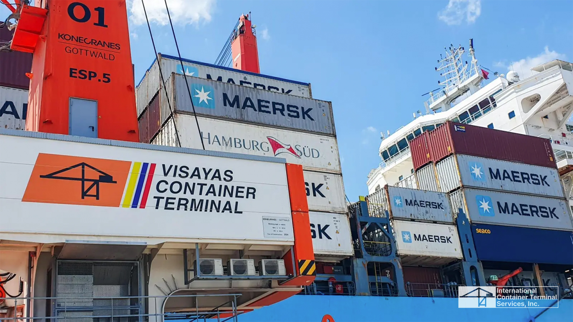 Unloading of containers from the new shipping service.